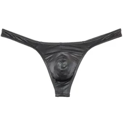 Leather Men's Thongs G-Strings Fashion Style Sexy Male Thong Underwear Men Tanga Bikini New Brand Protruding Penis Pouch T-Back