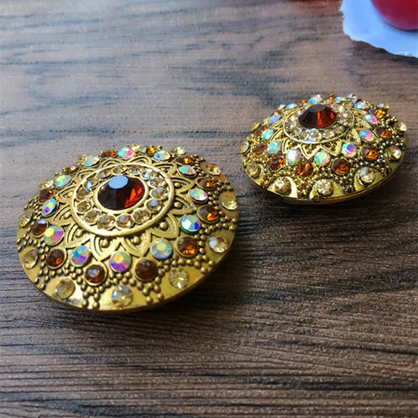 4Pcs/lot 22/28/35mm Retro colored rhinestone clothes button high-grade woolen cashmere coat round decorative button C006