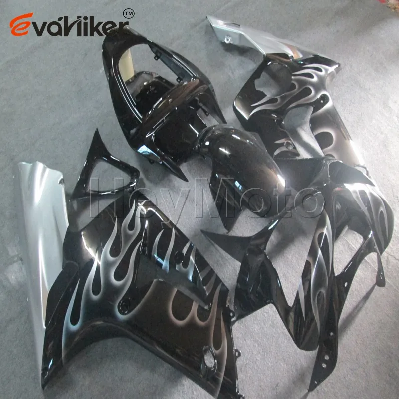 

ABS motor fairing for ZX-6R 2003 2004 silver flames ZX 6R 03 04 motorcycle bodywork kit Injection mold