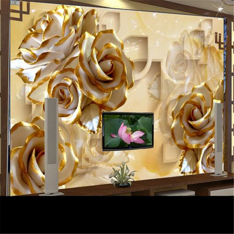 

beibehang Custom photo wallpaper wall stickers large frescoes 3D reliefs rose carving shading TV background papel de parede