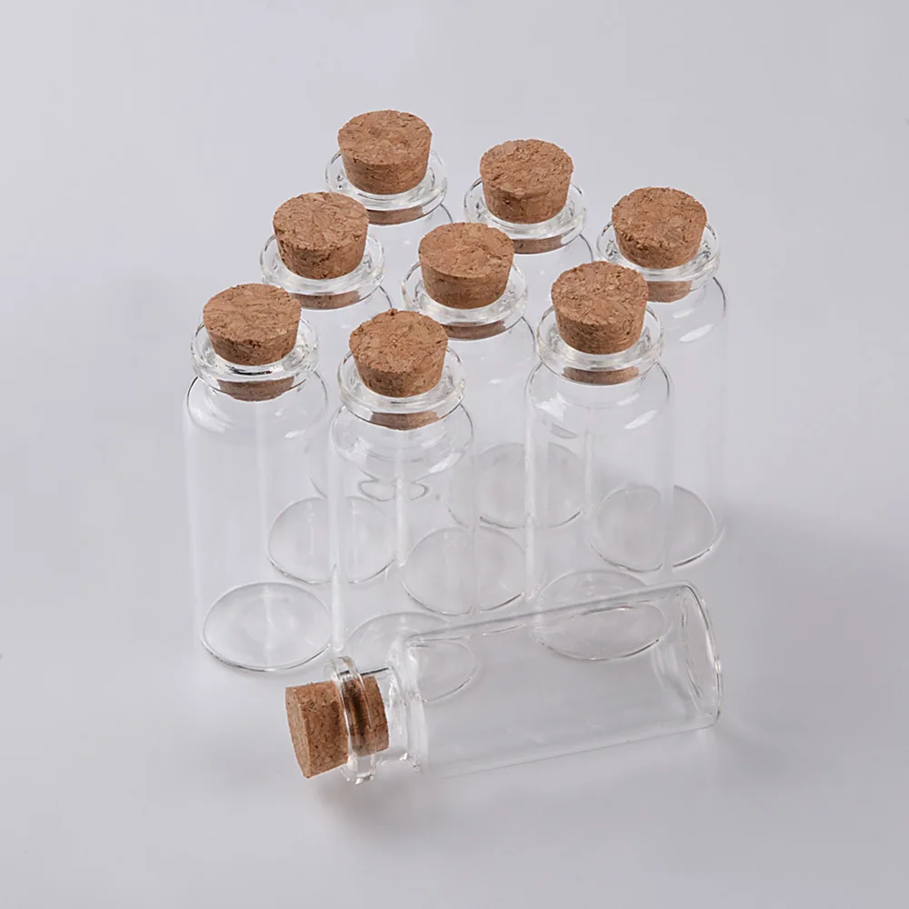 15ml 24x60x12.5mm  Food Grade Glass Bottle with Cork Stopper Empty Crafts Decoration Bottles Jars Vials 100pcs