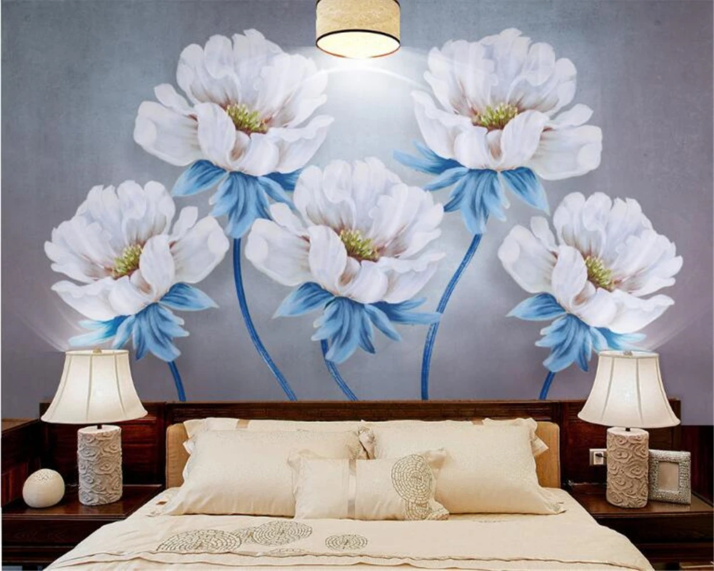 beibehang Personality large three-dimensional wall paper three-dimensional flower Peony background 3d wallpaper simple European
