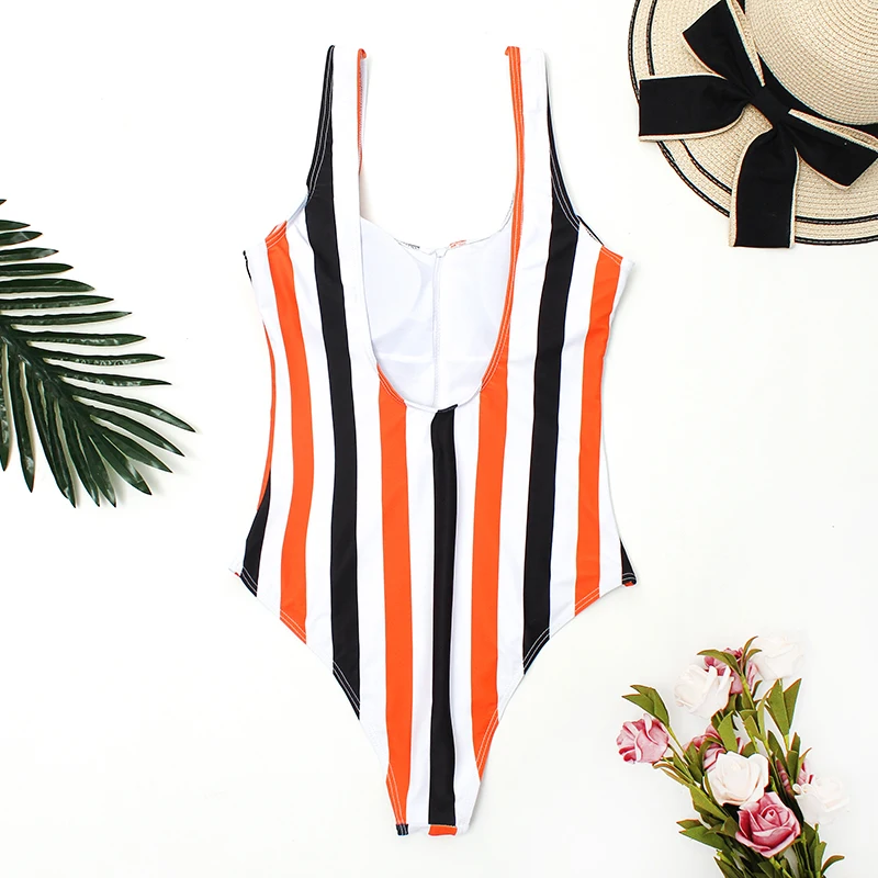 2021 Sexy One Piece Swimsuit Female Jumpsuit Swimwear Women Swimsuits Fused Push Up Bikini Bathing Suit Striped Bather Beach