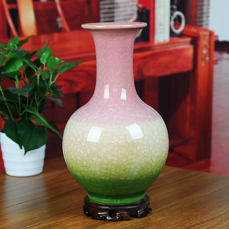 

Jingdezhen ceramic kiln porcelain vase crack glaze modern home three-color glaze brief decoration handmade ceramic clay vase