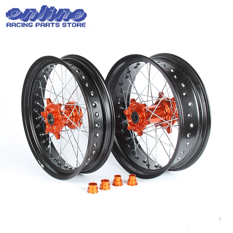 

3.5/5.0*17" Supermoto for Wheel Orange Hub Rim SX MXC XC GS SXS EXCF SXSF XCG EXC XCW 125 150 200 250 350 450-530 03-2014