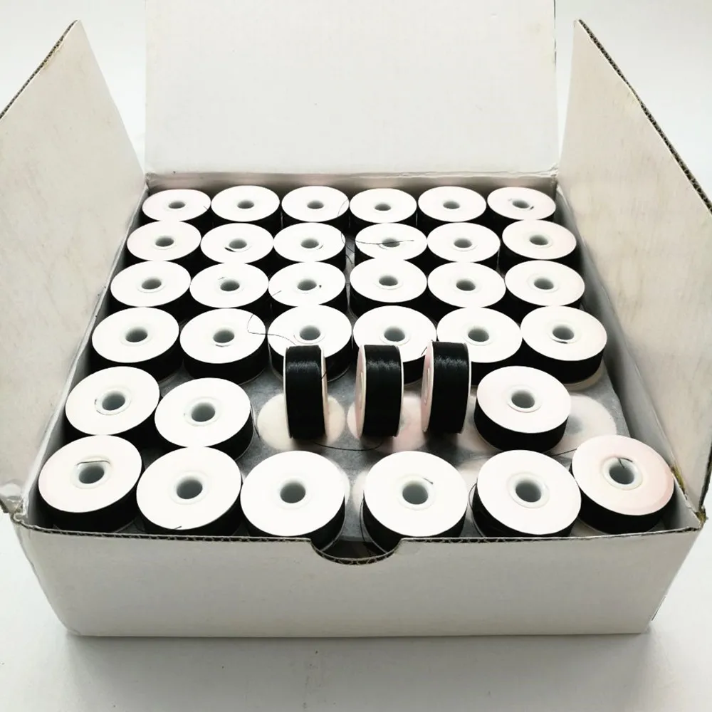High Quality Paper Side Type M 75D/2 144PCS/BOX Black Color bobbin thread for Embroidery Machine Pre-wound Bobbin Thread