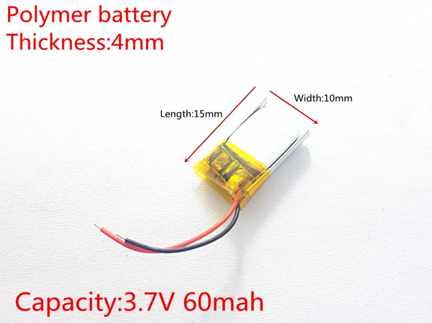 3.7V 60mAh 401015 Lithium Polymer Li-Po li ion Rechargeable Battery cells For Mp3 MP4 MP5 GPS PSP mobile bluetooth