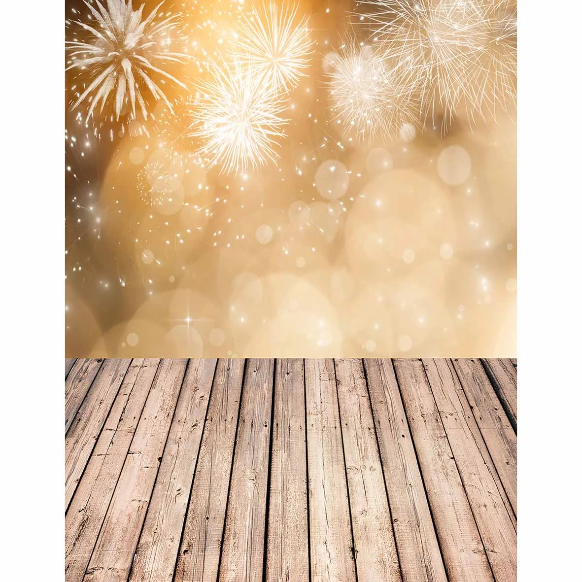 Allenjoy New year gold fireworks wood floor photo backdrop shiny bokeh wooden planks board photography background photo studio