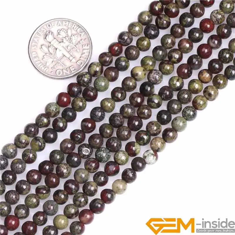 4/6/8/10/12mm A Grade Natural Round  Dark Green Dragon Blood Jaspers Stone Gem Stone Semi Precious  Beads For Jewelry Making 15\