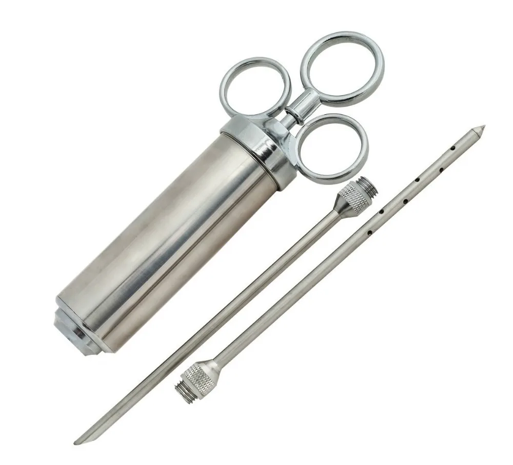 Heavy Duty Meat Injector 304 Stainless Steel - 2 Oz Seasoning Injector - Marinade Injector Syringe Includes 2 Needles(00255)