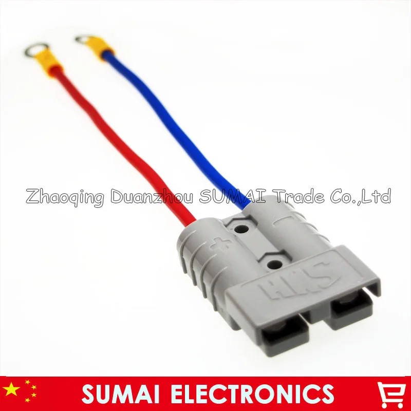 New Grey SMH 2P 50A 600V Power Connector Battery Plug with 15 CM 10 AWG cable for APC inverter power, forklift electrocar