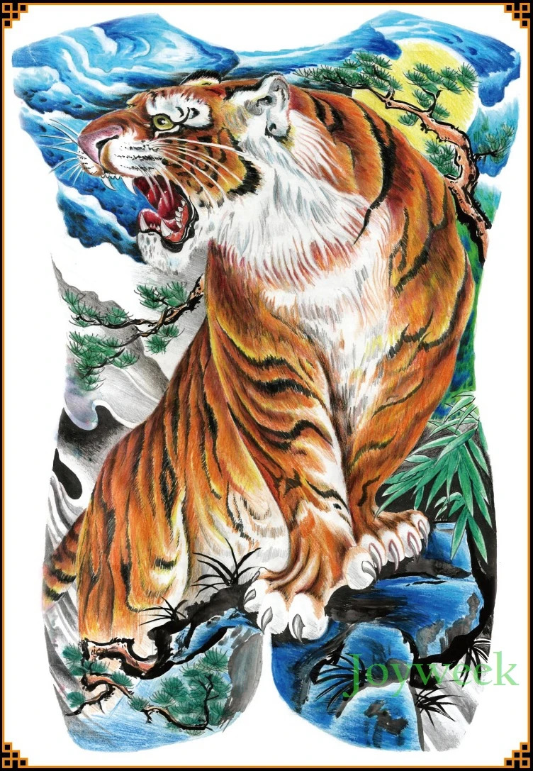 

Waterproof Temporary Tattoo Sticker colorful tiger large whole back tatto stickers flash tatoo fake tattoos for men women