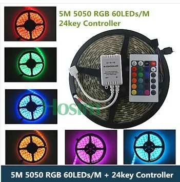 

5050 RGB LED Strip Waterproof + 24Key Remote for Home Party Decoration Lights