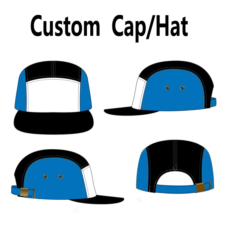 Custom 5 Panels Hats Flat Brim Caps Snapback Cap Custom Design Baseball Cap