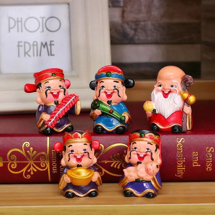 Chinese Five Fucai Gods Ornaments Office Shop Decorations Lucky Opening Gifts Home Wine Cabinet Porch Small Decoration