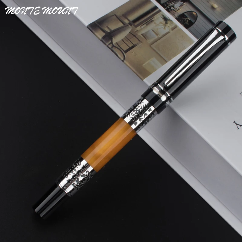 canetas criativa Amber Celluloid school Roller Ball Pen High Quality Metal Ballpoint Pens with stationery Gift Pen