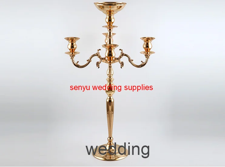 Imagem -03 - Castiçal Dourado de 70cm 90cm Candelabro de Casamento com Tigela de Flores Agradável Suporte de Velas de Metal para Decoração de Casa e Natal Senyu43