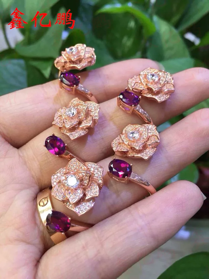 

925 with natural pyrope garnet ring women live ring mouth 5x7mm fashion colour