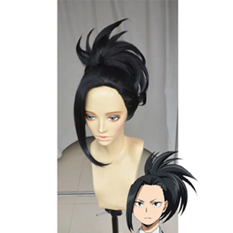 My Hero Academia Boku no Hiro Akademia Momo Yaoyorozu Black Cosplay Wig+Wig Cap