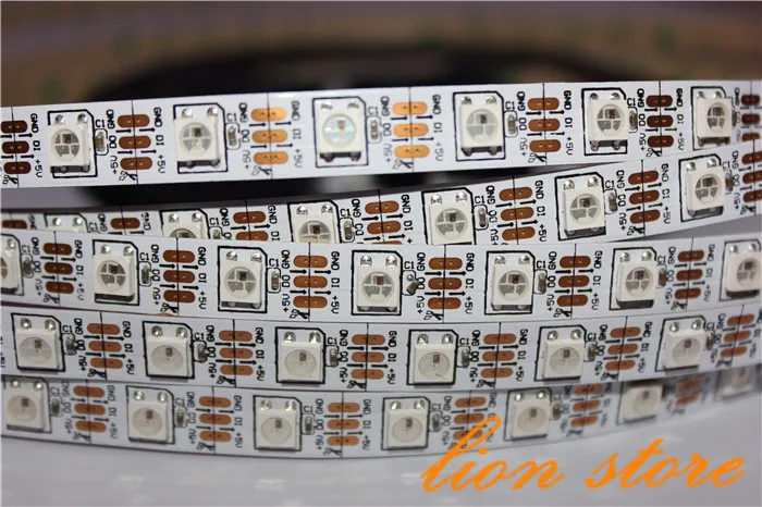 Non waterproof DC5v 5m 300 leds 60 pixels/m 5050 smd ws2812 ws2811 rgb led strip lights,white pcb,Programmable Addressable