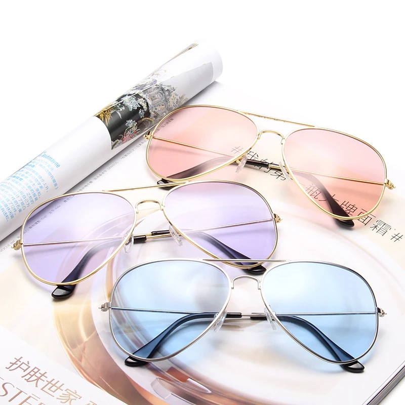 Psacss New Classic Pilot Sunglasses For Women Men Vintage Metal Frame Ocean Lens Women\'s Brand Designer Sun Glasses gafas de sol