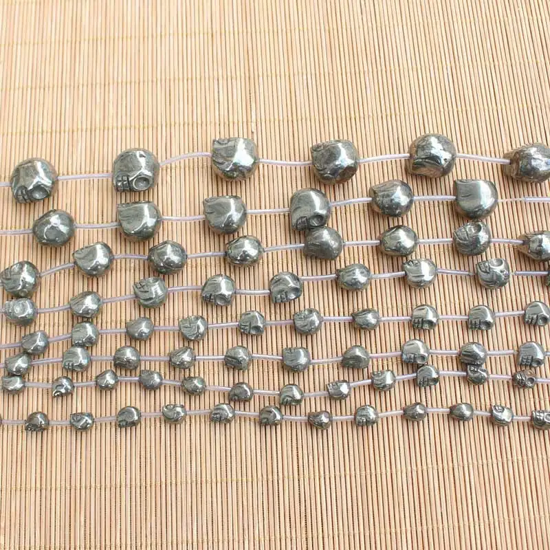 Natural Pyrite skull Shape 8-18mm Beads 15inch per strand,For DIY Jewelry Making !We provide mixed wholesale for all items!