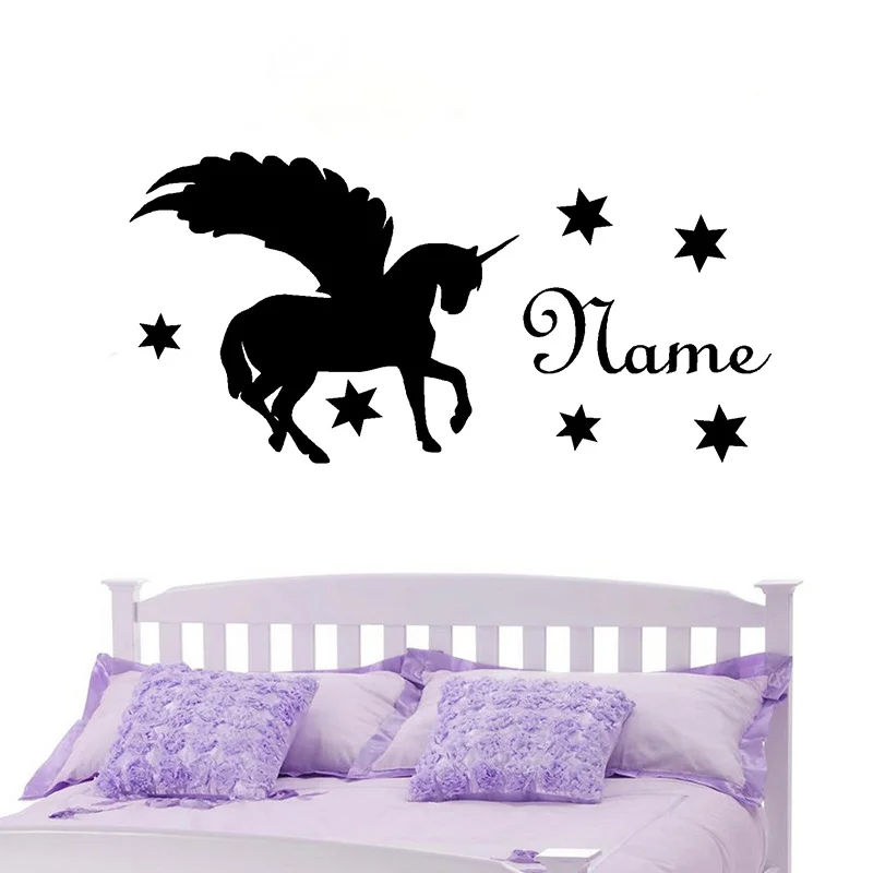 Wall Sticter For Kids Rooms DIY Horse Head Customized Name Wall Decal For Boys Girls Bedroom Living Room Personalized Name