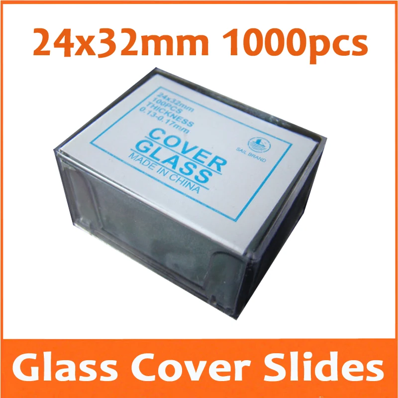 1000 pces ópticos 24mm x 32mm de vidro biomicroscope microscópio biológico slides em branco da capa da corrediça de vidro para estudantes da escola do laboratório