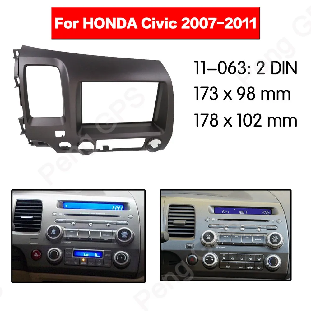 2 DIN Car Radio stereo Fitting installation adapter fascia For Honda Civic 2007 2008 2009 2010 2011  frame Audio