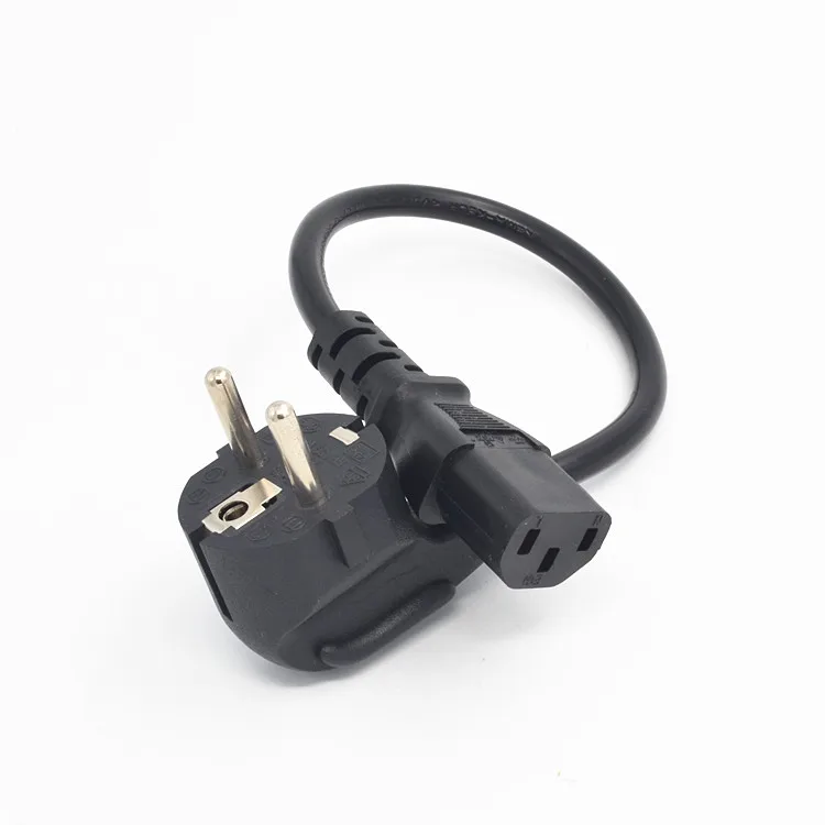 Short 0.2M/1ft European 3 Pin Male to IEC 3 Pin Female ,Schuko to C13 power cord image 3