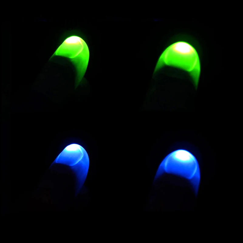 1 Pair Thumbs Led Light Up Magic Tricks ( Red Blue Green ) Big Size Soft Thumb Tips With LED Magic Props Funny Flashing Fingers