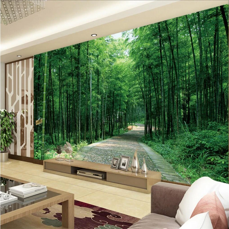 Bamboo Forest 3D Custom Photo Peel & Stick Wall Mural Aesthetic TV Background Decorative Personalized Room Wallpaper