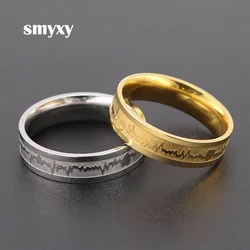 Man or Woman Classic Stainles Steel Ring  Electrocardiogram Wave heartbeat Ring Wedding Couples Rings Bijouterie Lover Best Gift