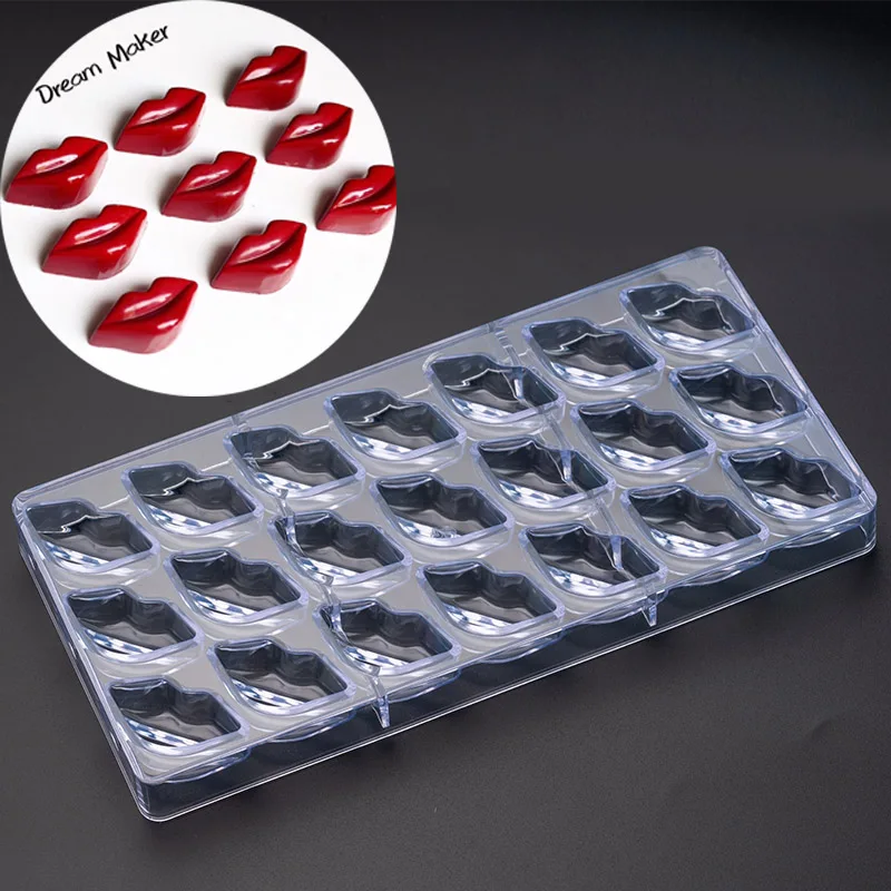 

21 Cups Polycarbonate Lips Kiss Chocolate Mold 3D PC Mould Polycarbonate Plastic Candy Making Tools