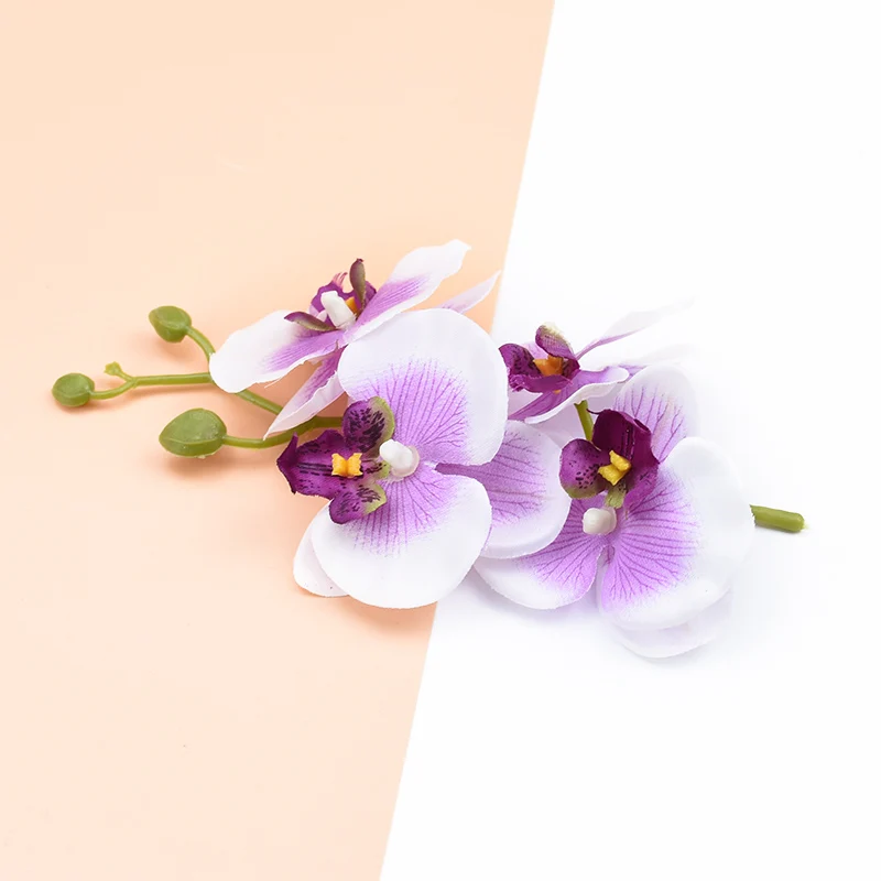 4 Stück Blumen plus 1 Stiel künstliche Blumen Heimdekoration Diy Zubehör dekorative Blumen Kranz Seide Schmetterling Orchidee Vase – Detail 25
