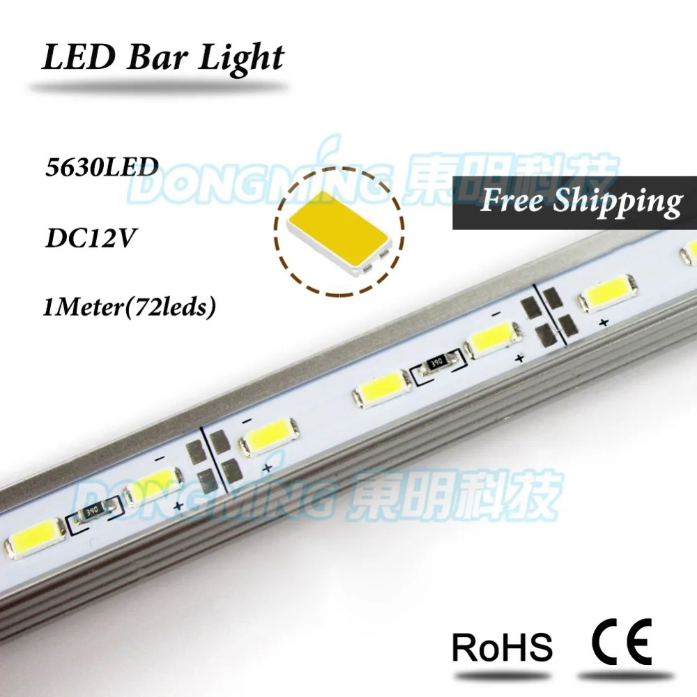 

50pcs no waterproof 100cm led bar light 5630 led hard strip 1m white/warm white 72led/m 12V with U/V groove aluminum