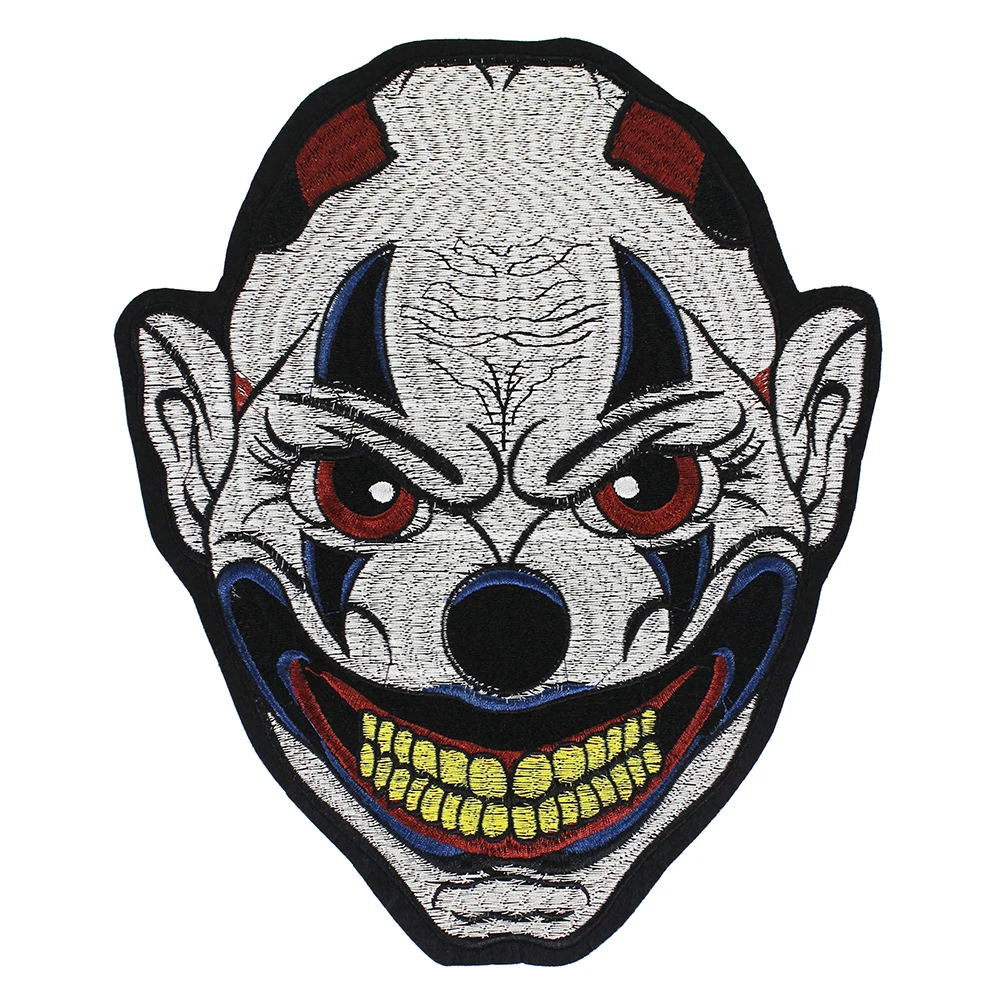 Embroidery Clown Masked Skull Fingers Patches Motorcycle Biker Stickers Iron on DIY Clothing Bags Decoration Badge 1pc TH1662