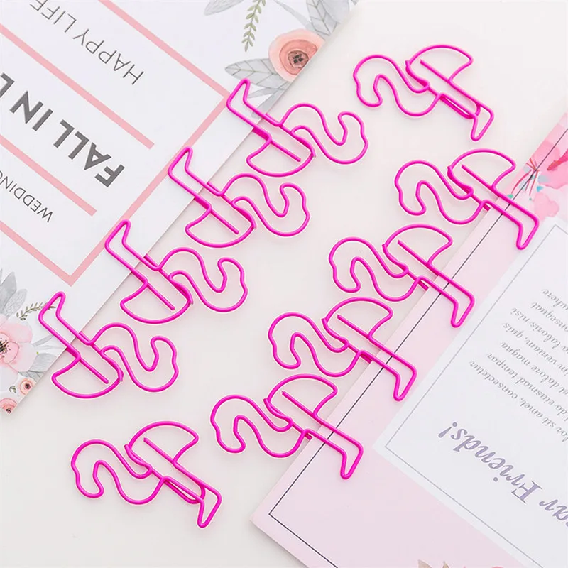 

12pcs Flamingo Metal Paper Clips Bookmarks Photo Wall Planner School Office Supply File Folder Student Stationery Paperclips