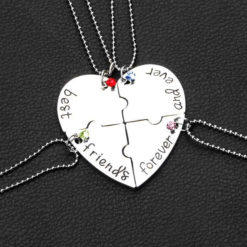 Set of 2/3/4 Best Friends Necklace Couples Paired Necklaces Pendants Unisex Lovers Valentine\'s Gift BFF Friendship Jewelry