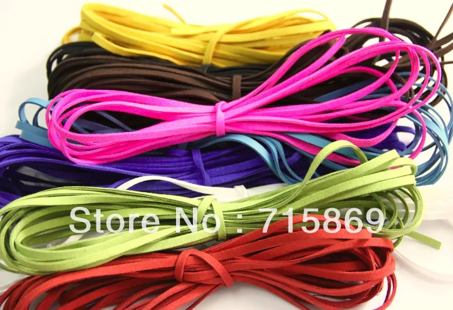 

Free Shipping 5MM*1.5MM 400 Meters Multi Colors Korea Faux Suede Flat Leather Cord for DIY Jewelry necklace and bracelet