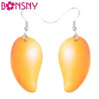 Bonsny Statement Acrylic Yellow Mango Earrings Big Long Dangle Drop Fashion Fruit Jewelry For Women Girls Teens Gift Wholesale