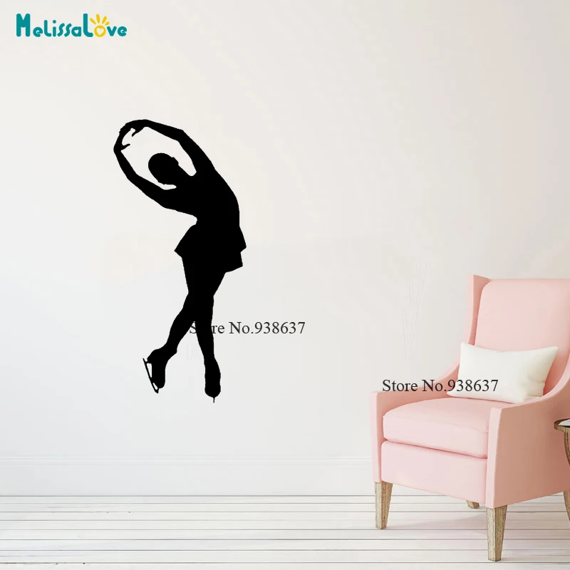 

Modern Figure Skating Winter Sports Home Sticker Ice Dancing Posture Waterproof Removable Vinyl Wall StickersCL274