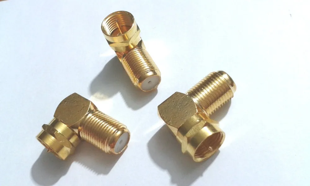 

50pcs Gold plated F male plug to F female jack right angle adapter 90 Degree Coax TV