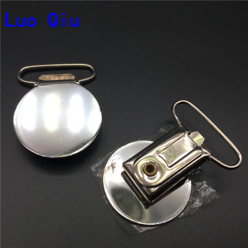 30pcs/lot 25mm silver Metal Round cover circular Pacifier Suspender mitten Clips Holders For Project Craft Sewing Tool