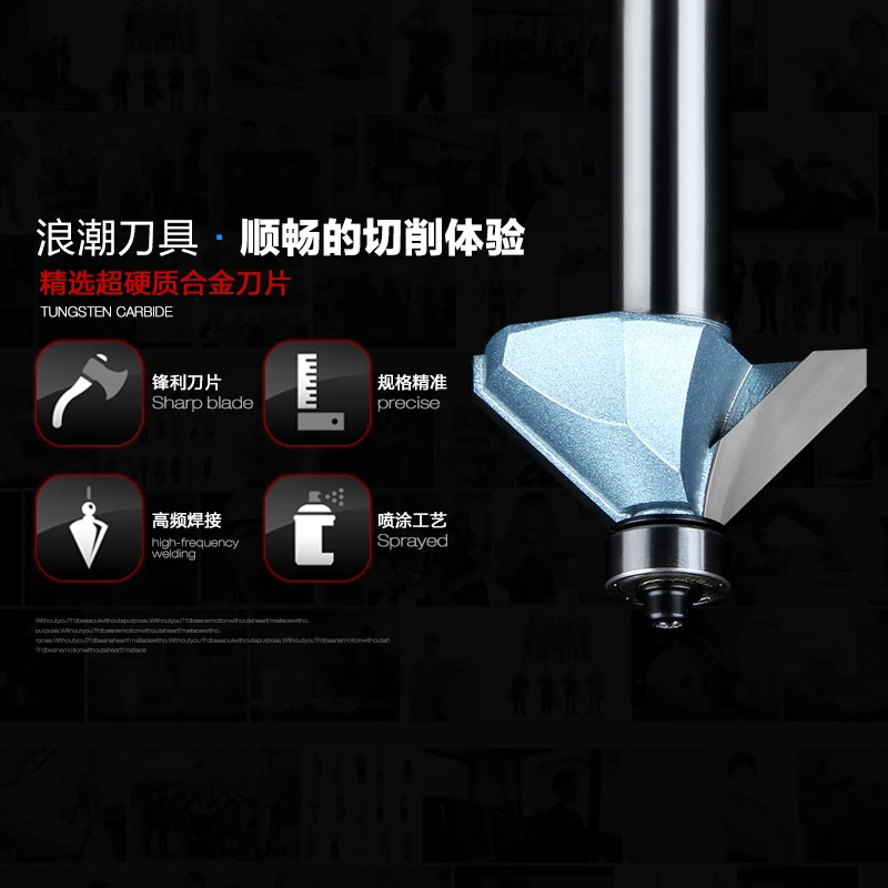 Woodworking CNC Cutter Chamfer Cutter Router Bit Horse Nose Bit 45Deg 1/4*1/4 Tideway 3185