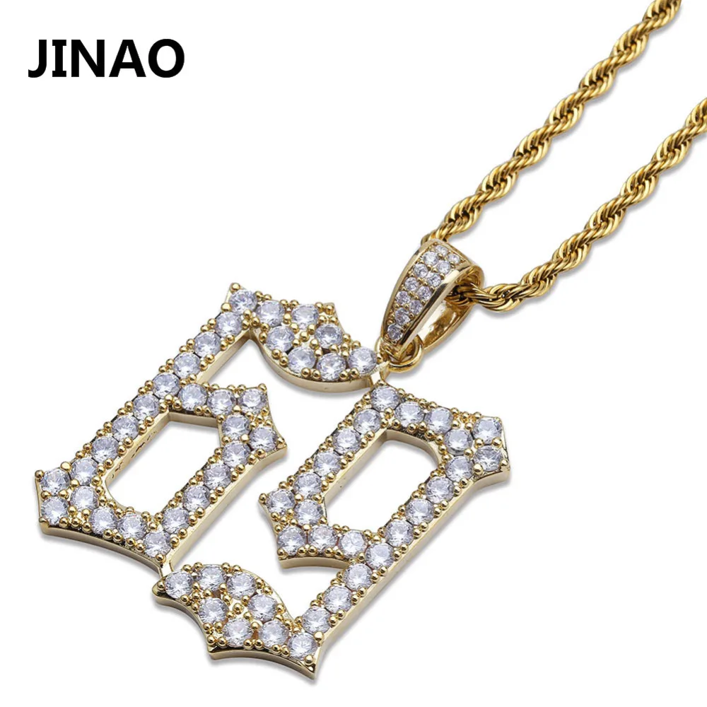 JINAO Hip Hop Fashion 69 Saw Necklace Cubic Zircon Gold Silver color Horror Movie Theme Digit Number Pendant Necklace Iced Out