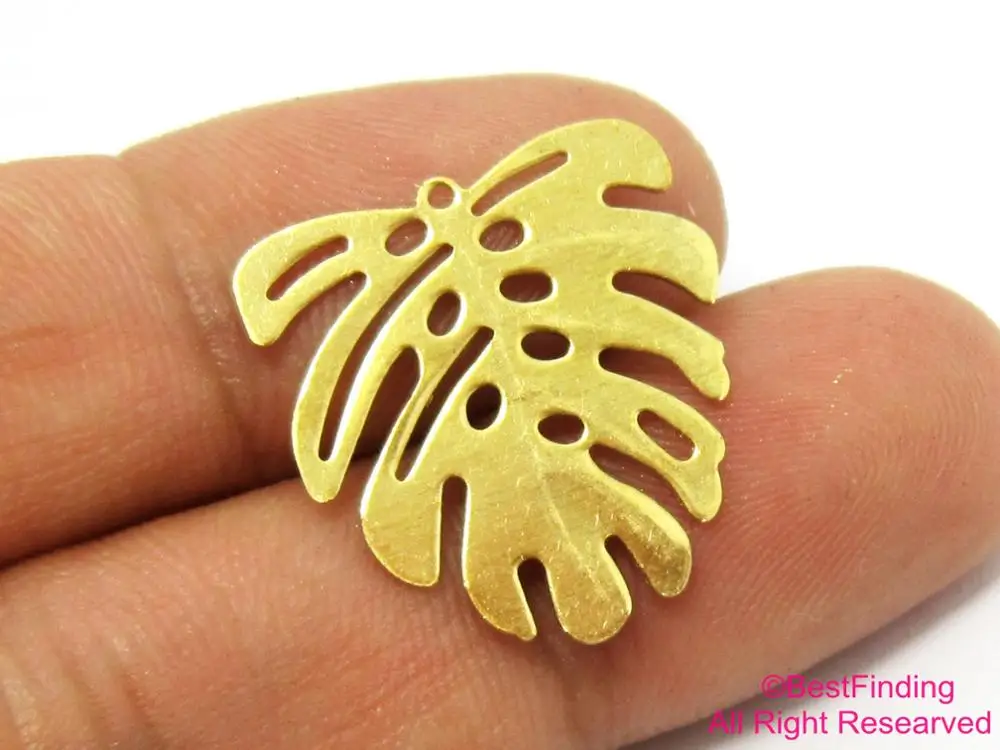 20pcs Monstera leaf Earring Charms, Brass Leaf Findings, 22x21mm, Necklace Pendant, Jewelry Making R521