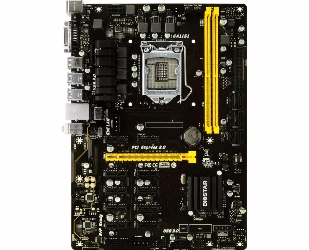 

Для BIOSTAR TB250-BTC PRO 12PCIE Can 12 видеокарта LGA1151 материнская плата для майнинга для BTC ETH ZEC и др., добыча в добывающей среде, TB250 DDR4