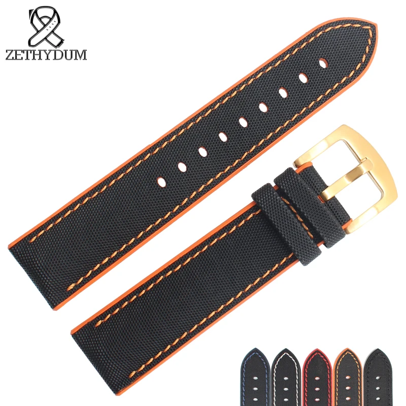 perlon watch strap 18mm 20mm 22mm 24mm waterproof silicone bottom watchband nylon watch band stitched belt