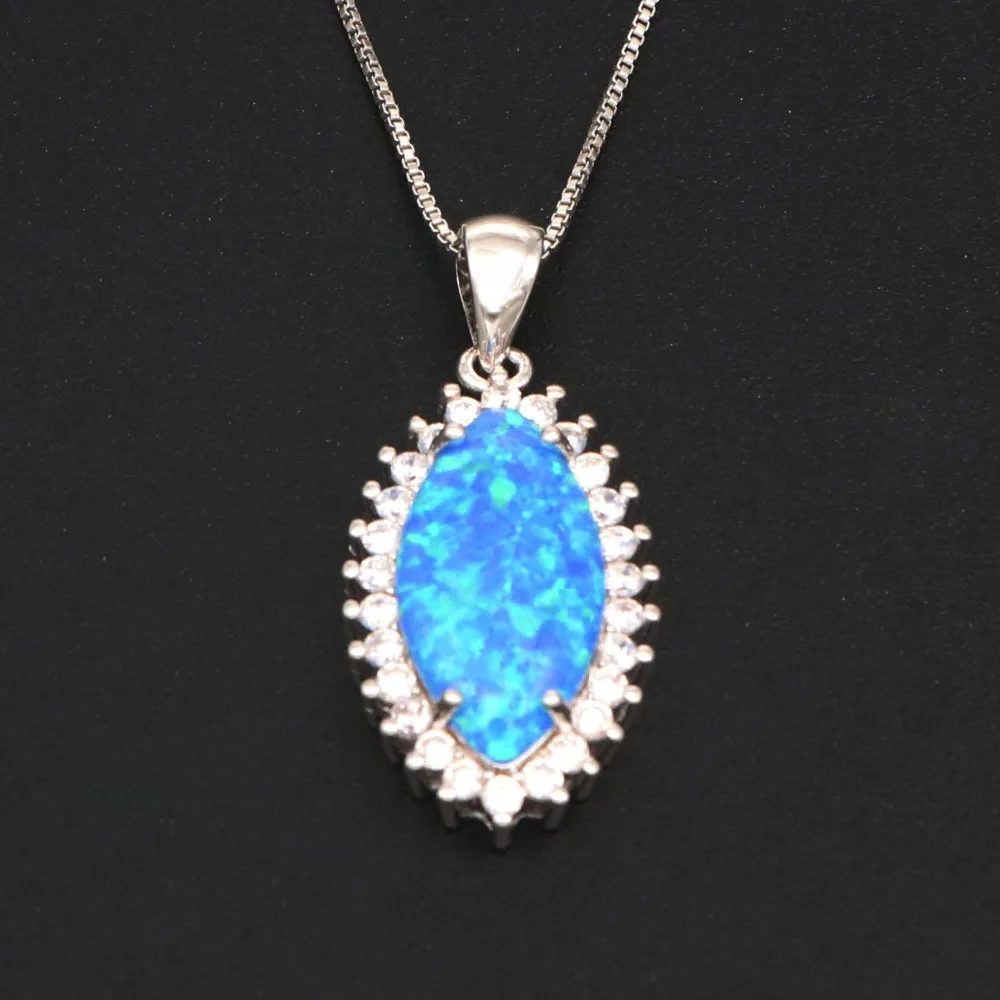 

JLP1218 New Design Horse Eye Blue Fire Opal Pendant Necklace Jewelry Gift